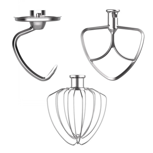 EZATO 3 Pieces Baking Mixers Accessories for KitchenAid, Compatible with KitchenAid 4.5-5QT Tilt-Head Stand Mixers, K45WW & K45DH & K45B Replacement, All Stainless Steel, Dishwasher Safe