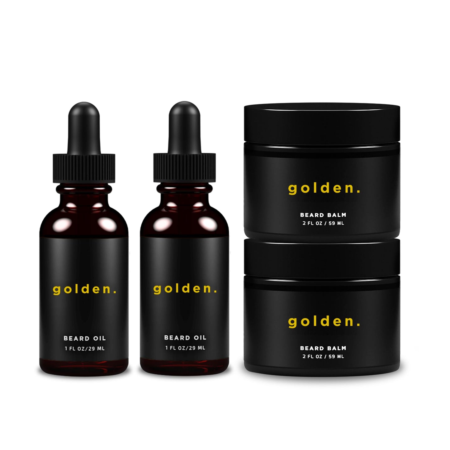 Golden Grooming Beard Oil & Balm Bundle for Men | Natural Growth Kit with Shea Butter | 2-Set Regular | Fresh Scent