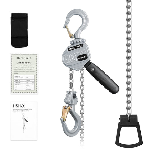 Anbull Mini Lever Chain Hoist 1100LBS/0.5T, Manual Hoist 10 FT/3M, Mini Puller Come Along G80 Chain W/Storage Bag, Aluminum Alloy Material Weighs 6.6Pounds, for Garages Warehouse Automotive Machinery