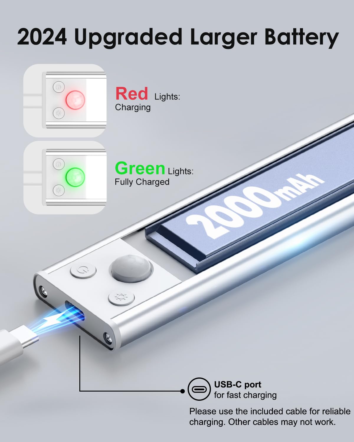 5-Pack Under Cabinet Lighting, 68LED 2000mAh Rechargeable Battery Operated Motion Sensor Light Indoor, 3 Color Wireless Dimmable Closet Lights, Magnetic Under-Counter Light Fixtures for Kitchen, Home