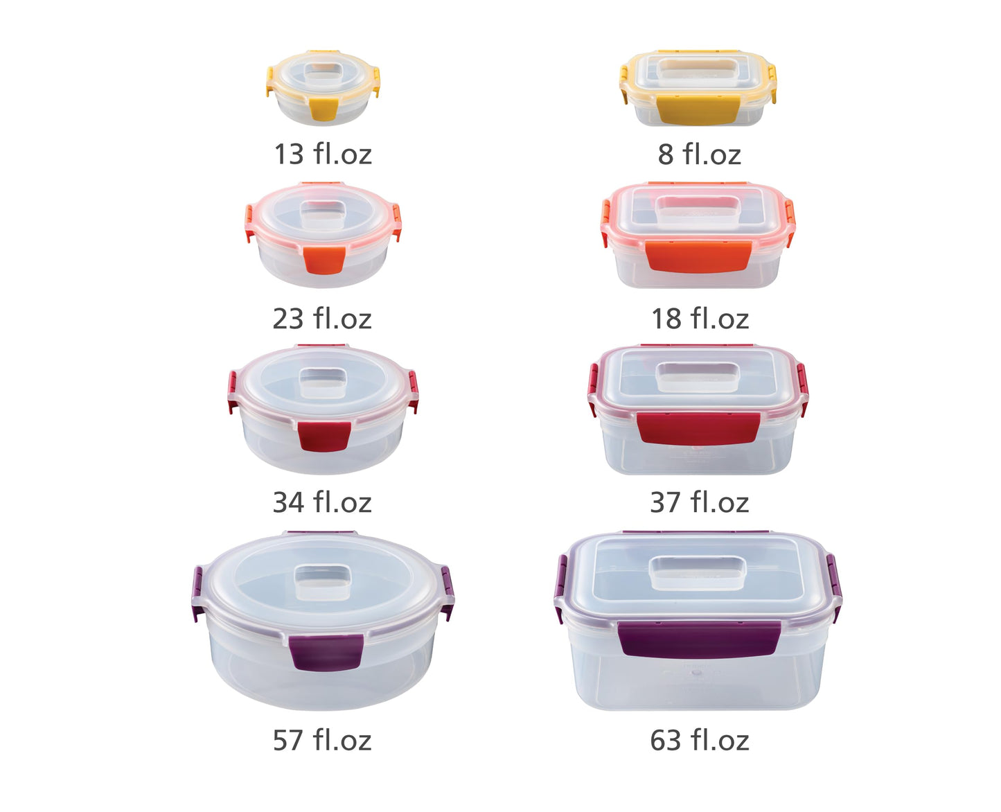 Joseph Joseph Nest Lock 16-piece Plastic BPA Free Food Storage Container Set with Lockable Airtight Leakproof Lids - Multicolor