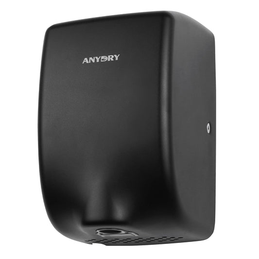 anydry Compact Hand Dryer, High-Speed 1350W Airflow, Matte Black Finish, Space-Saving for Commercial & Home Use, Model 2803Y