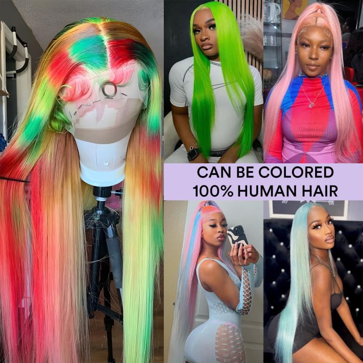 SIYUSI 28Inch 613 Lace Front Wig Human Hair,13x4 HD Transparent Lace, 200% Density Straight Brazilian Blonde Wig, Pre-Plucked with Baby Hair