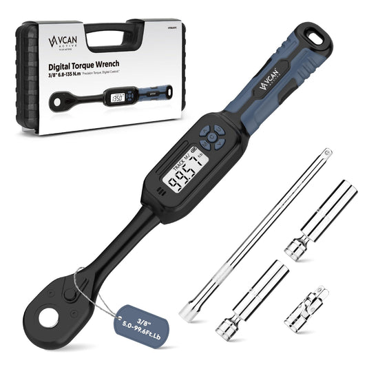 3/8 Torque Wrench Digital (5.02-99.6 Ft.Lb）±1 % Accuracy Digital Spark Plug Socket & Tire Inch Pound Torque Wrench 3/8 Drive with Buzzer and LED Flash Notification Track Mode for Moto Auto Car