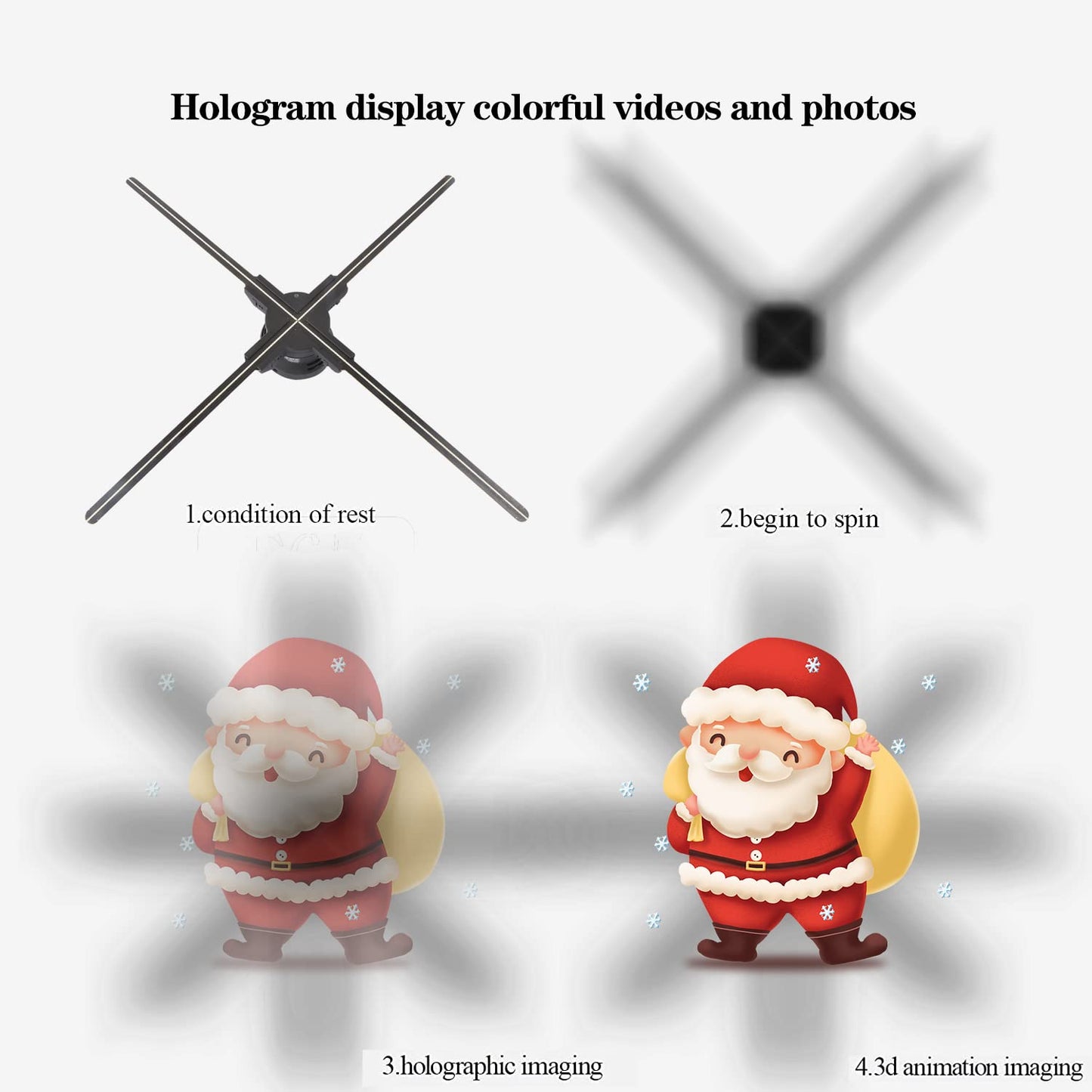 3D Hologram Fan,27.5“ Christmas Tree Holographic Fan Advertising Display with Remote,Hologram Projector with 700 Video Library,70CM Hologram Fan HD LED for Business Store Signs,Halloween