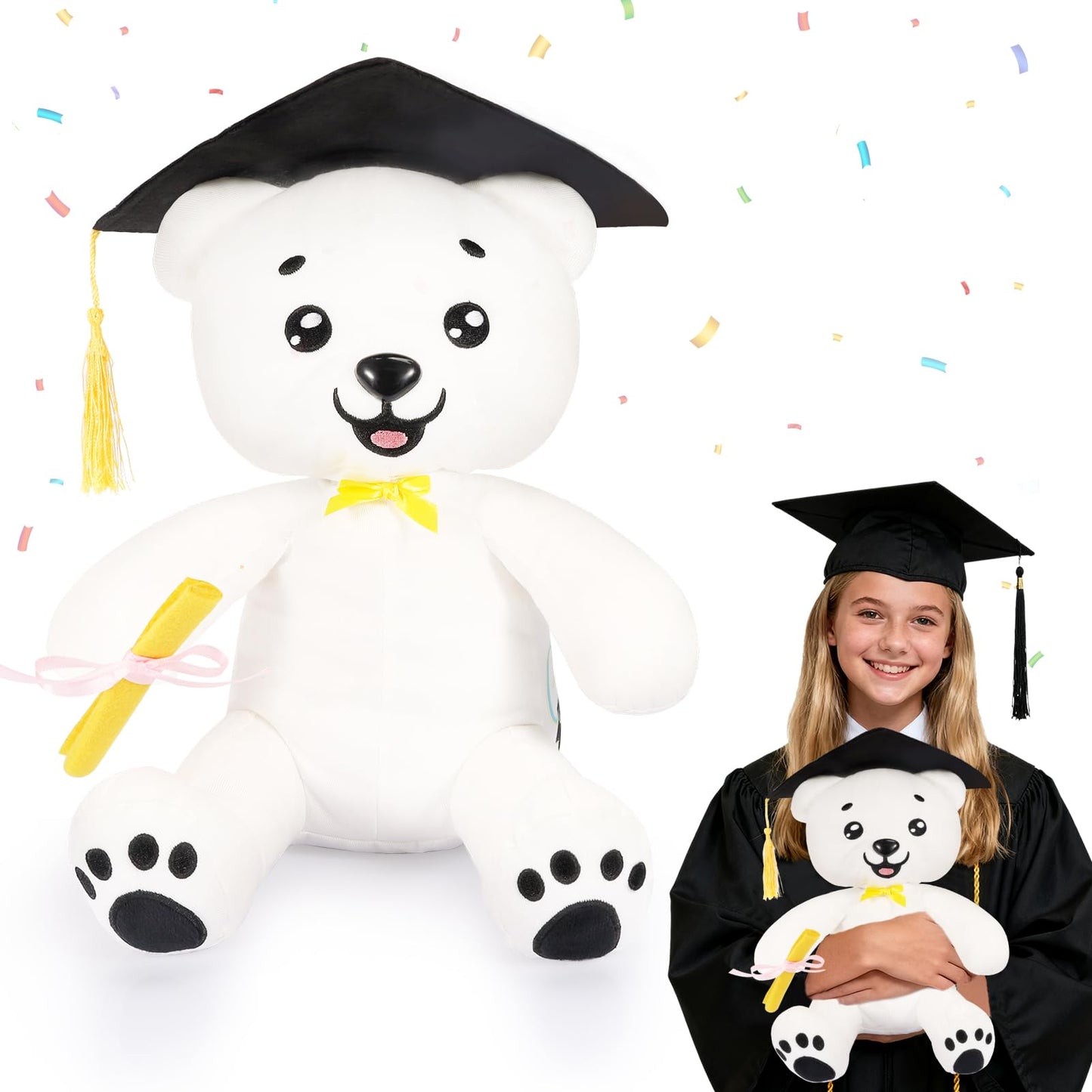 YUNVI 12 inch 2025 Graduation Autograph Stuffed Bear with Marking Pen,Kids Congrats Grad Graduation Plush Animal Toy Congratulations Graduation Gift for Graduate Party