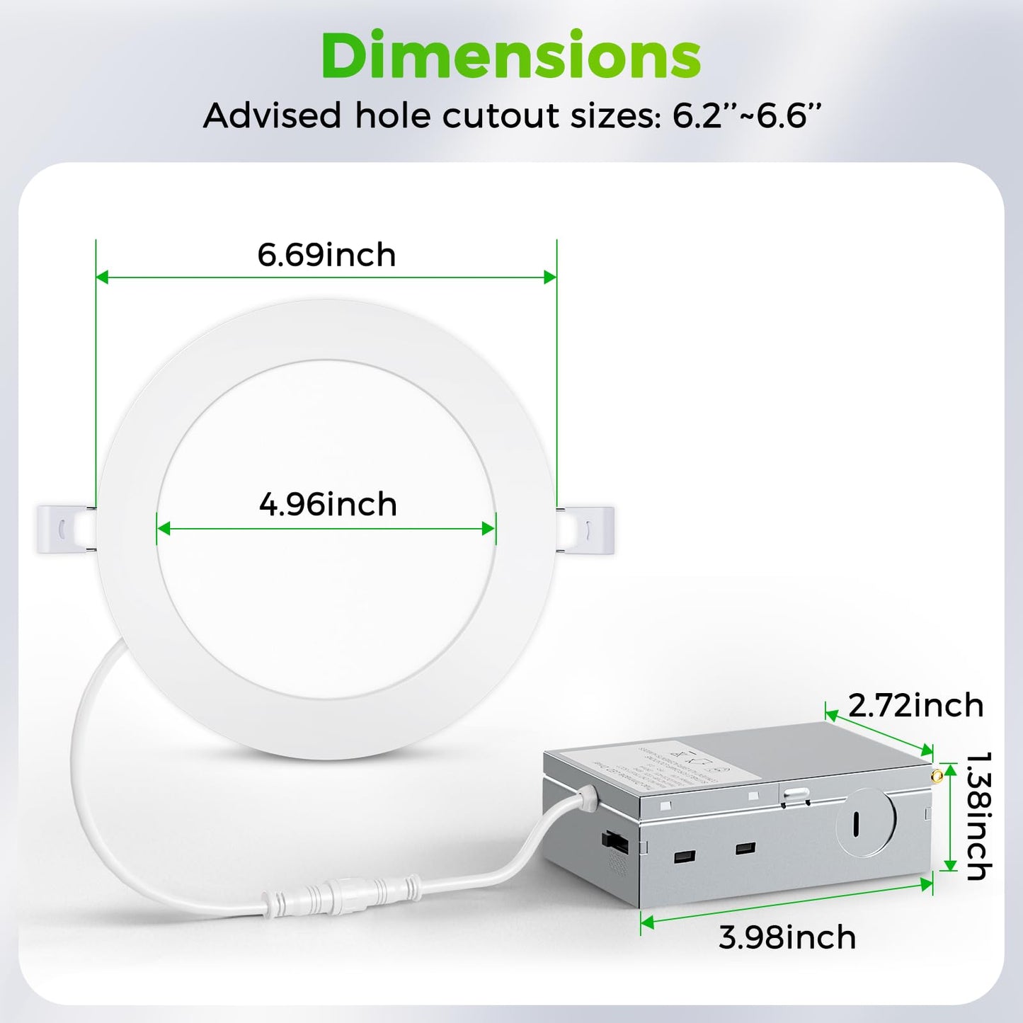 MAXvolador 6 Pack 6 Inch LED Recessed Ceiling Light with Junction Box 1200LM High Brightness, 2700K-6000K 5CCT Dimmable, 12W Ultra-Thin Canless Wafer Downlight