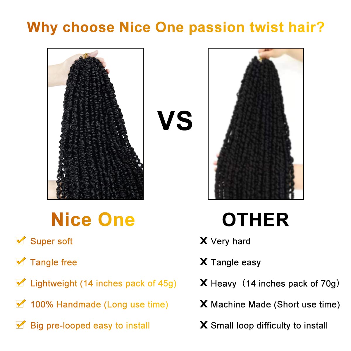 Nice One Pre-Twisted Passion Twist Hair 14 Inch, Short Passion Twist Crochet Hair for Women 8 Packs Ombre Brown Pre-Looped Passion Twists Braiding Synthetic Hair Extensions (14inch,T30#)