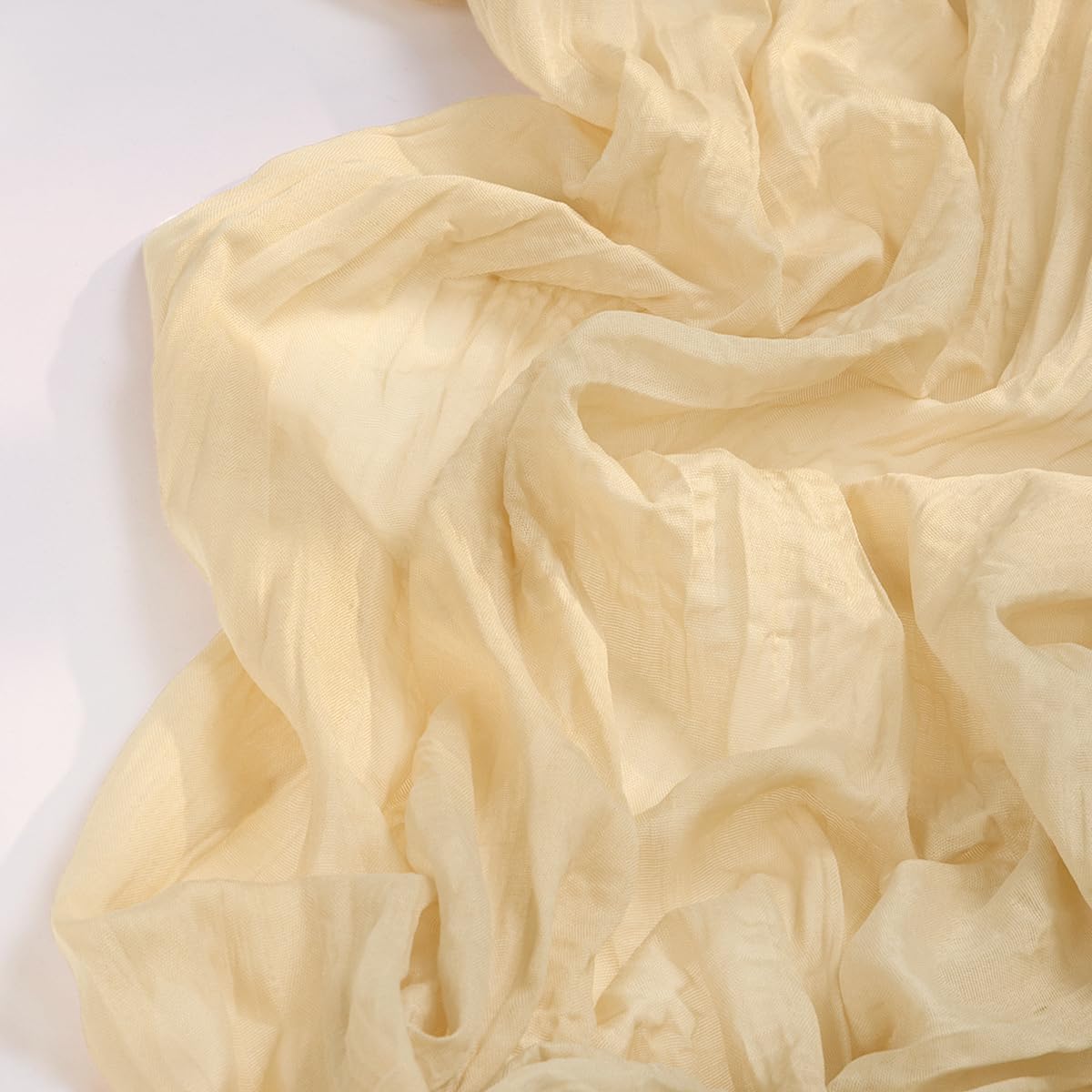 DeZerlor Champagne Gold Cheesecloth Table Runner 10 Pack Summer Table Runners Boho Gauze 120 Inches Cheese Cloth Table Decor for Wedding Bridal Baby Shower Parties