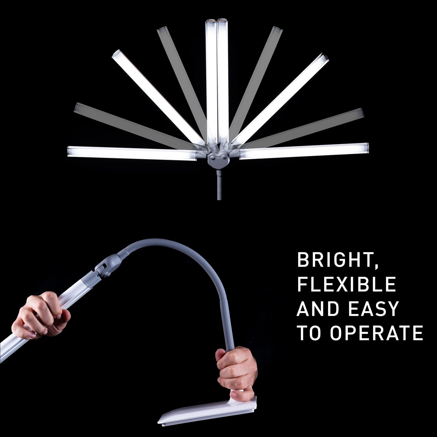 daylight DuoPro™ Table Lamp - Double Shade LED Task Lamp, 4 Brightness Levels, 6,000K, 2,100 Lux, Anti-Glare, Flexible Arm, Touch Dimmer - Ideal for Sewing, Crafting, Reading