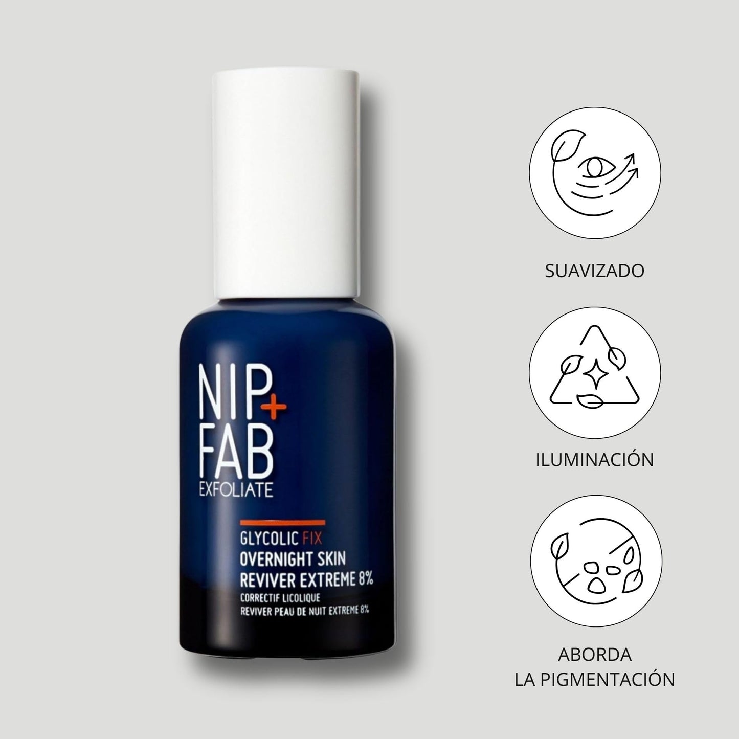 Nip+Fab Glycolic Fix Overnight Skin Reviver Extreme 8%, 1.52 fl oz, Face Skin Exfoliant with Lactic Acid and Special Formula to Soften, Hydrate and Regenerate