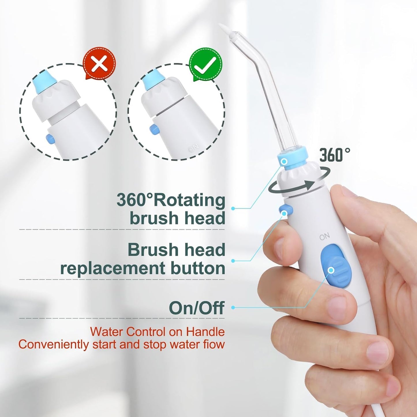 Homuserr Water Flosser, Power Dental Water Flossers for Teeth & Braces Cleaning, Electric Oral Irrigator Water Flosser for Adults & Kids with 10 Pressures & 8 Tips, 600ml Water Flosser for Family