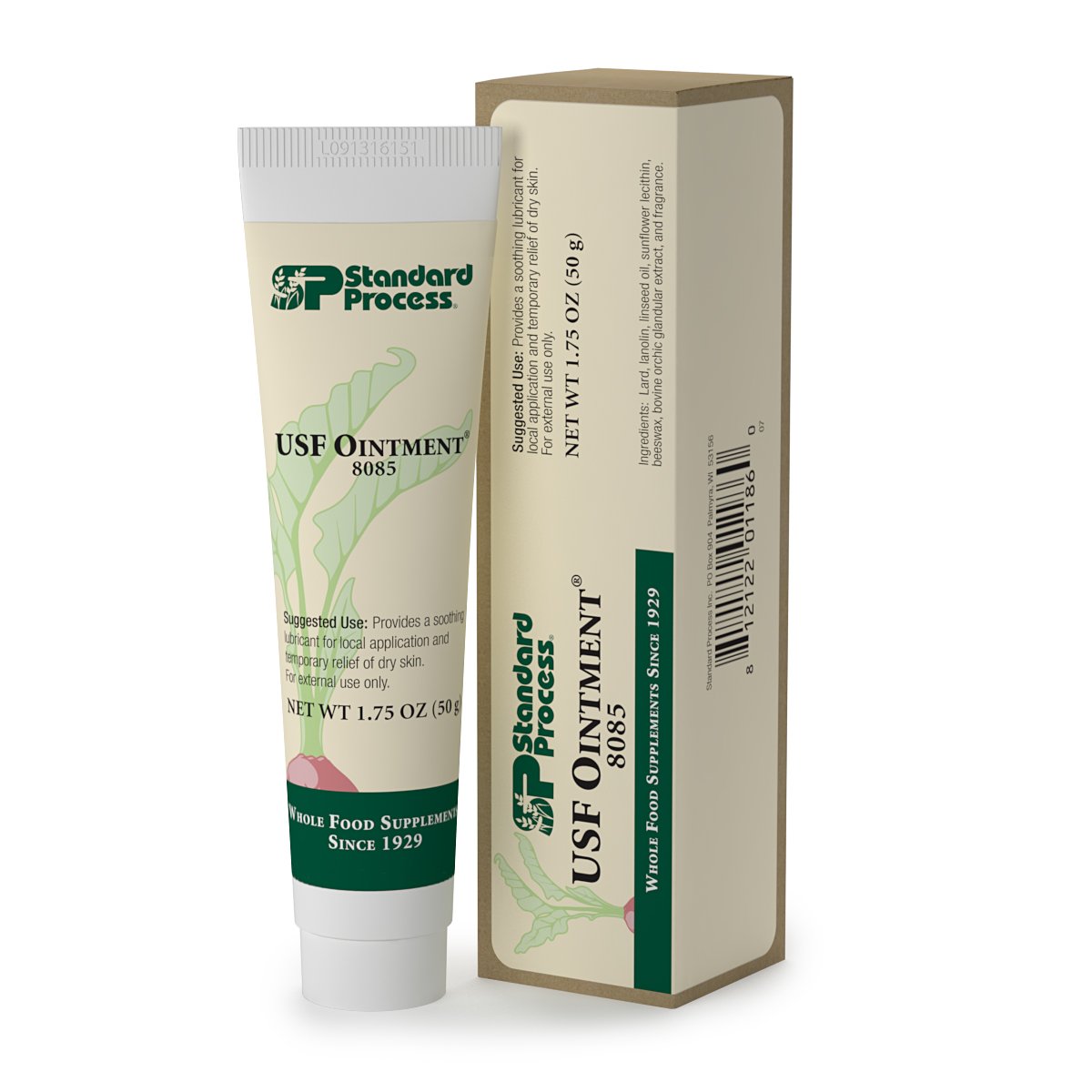 Standard Process Inc. USF Ointment - Whole Food Moisturizer and Dry Skin Ointment for Dry Hands and Dry Skin with Lard, Lanolin, Sunflower Lecithin, Flaxseed Oil, and Beeswax - 1.75 Ounce