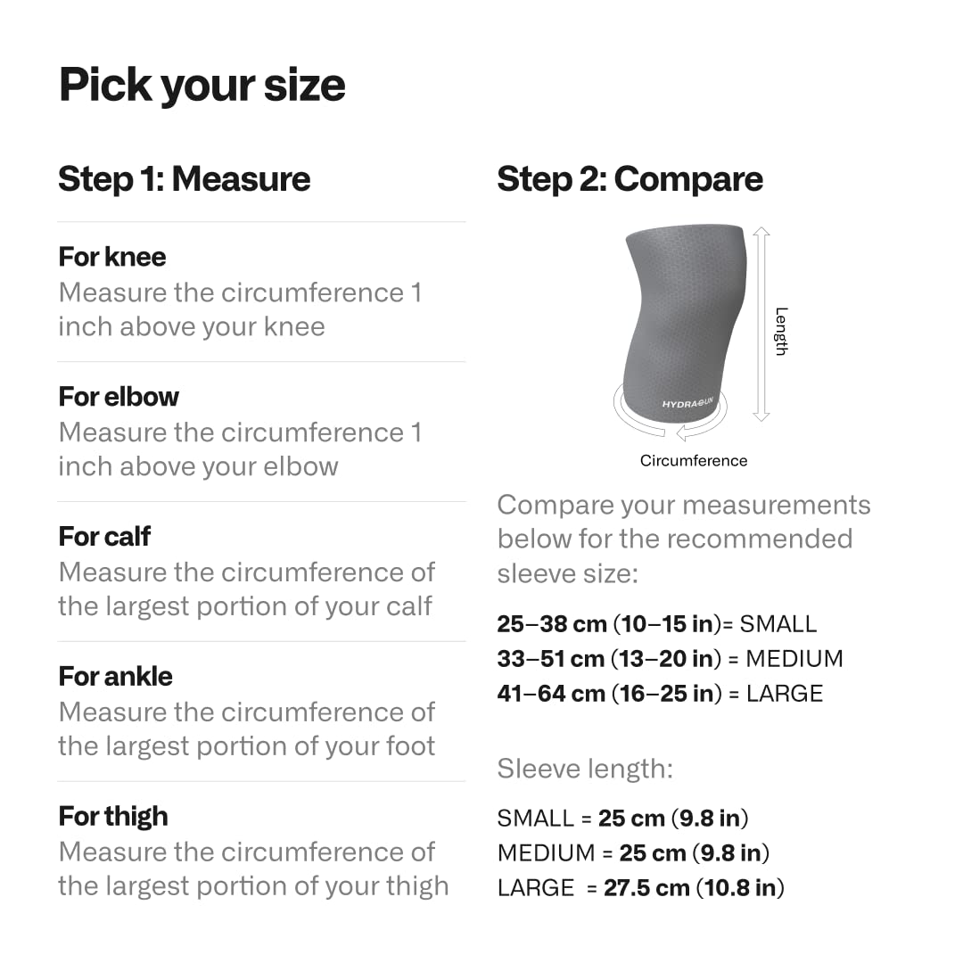 HYDRAGUN Thermosleeve 360° Hot/Cold Compression Sleeve for Knee, Joint, Muscle Pain, Cold and Heat Therapy (Medium)