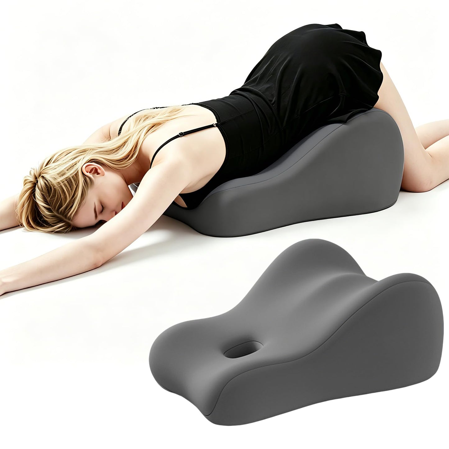KUYOVORA Memory Foam Wedge Pillow Intimacy Couples Pillow, Pregnant Ergonomic Contoured Position Pillow for Sleeping & Reading, Multi-Functional Bed Pillow Back Support Cushion All Grey