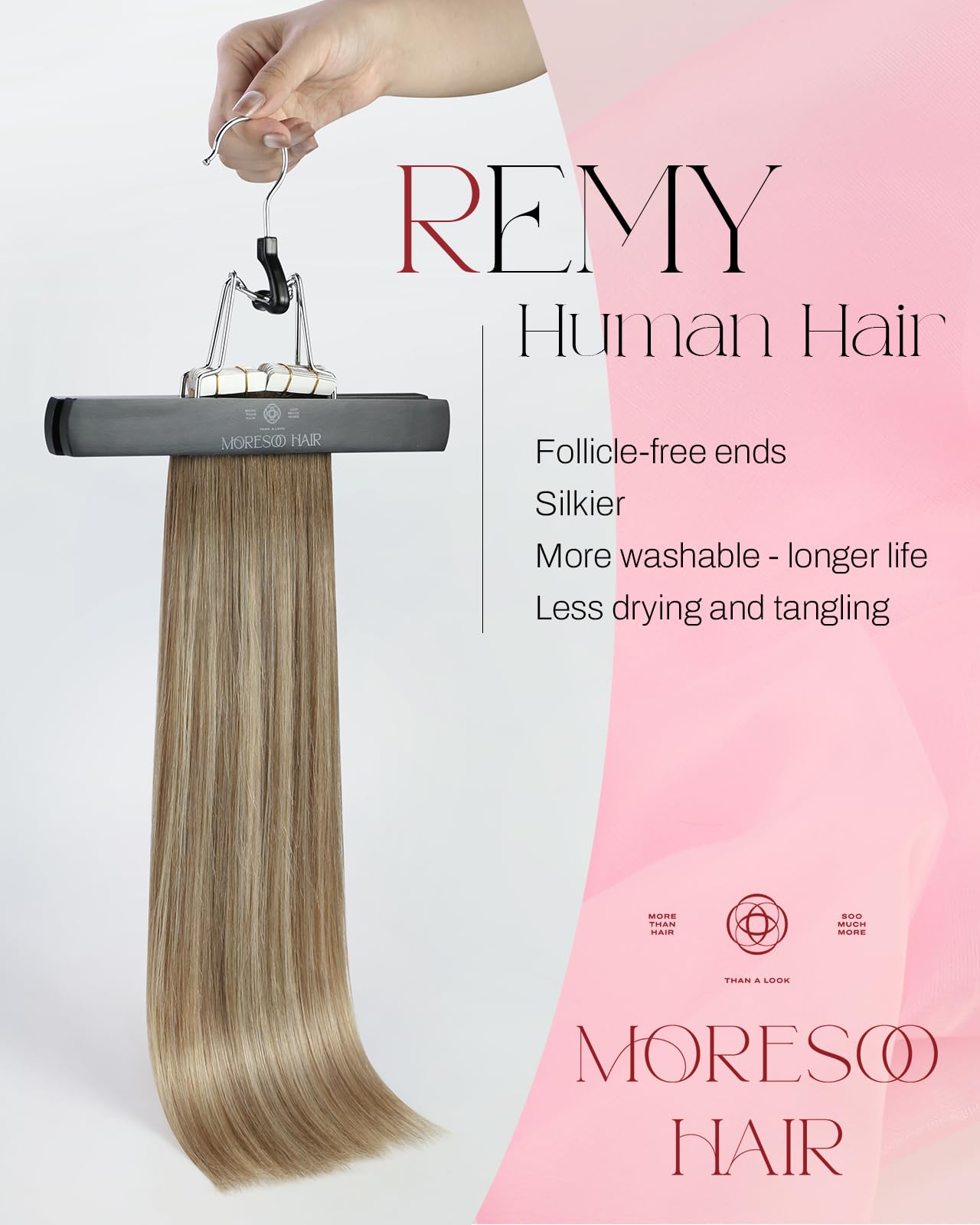 Moresoo Tape in Hair Extensions Human Hair Brown Real Hair Tape Hair Extensions Ombre Light Brown and Platinum Blonde Human Hair Extensions Tape in Fashion Seamless 18 Inch 20Pcs/50g #8/22/8