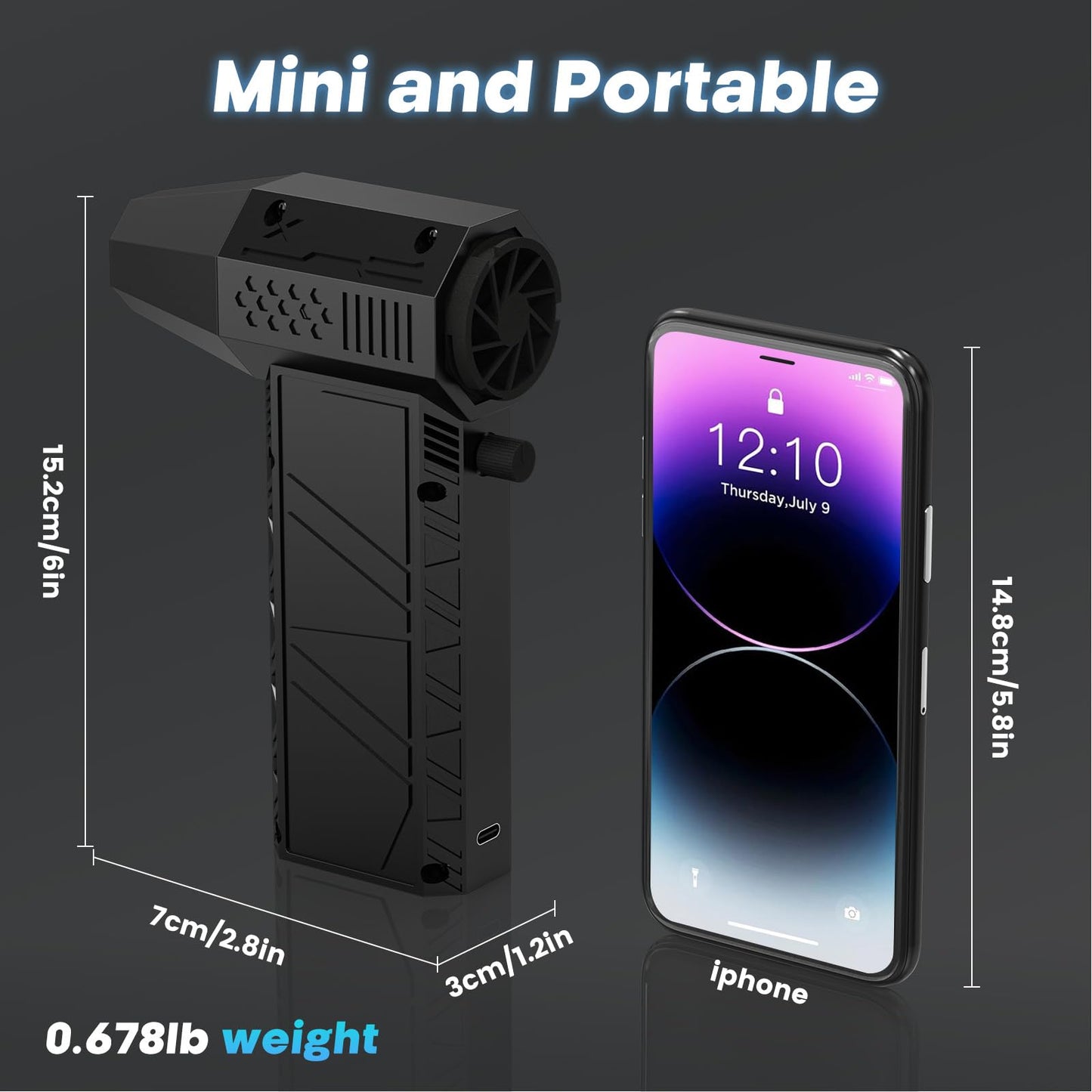 Compressed Air Duster - 180000RPM Super Power Electric Air Duster, 3 Gear Adjustable Mini Blower Rechargeable Cordless Air Blower for Keyboard Electric Devices Cleaning, Car, Home and Outdoor