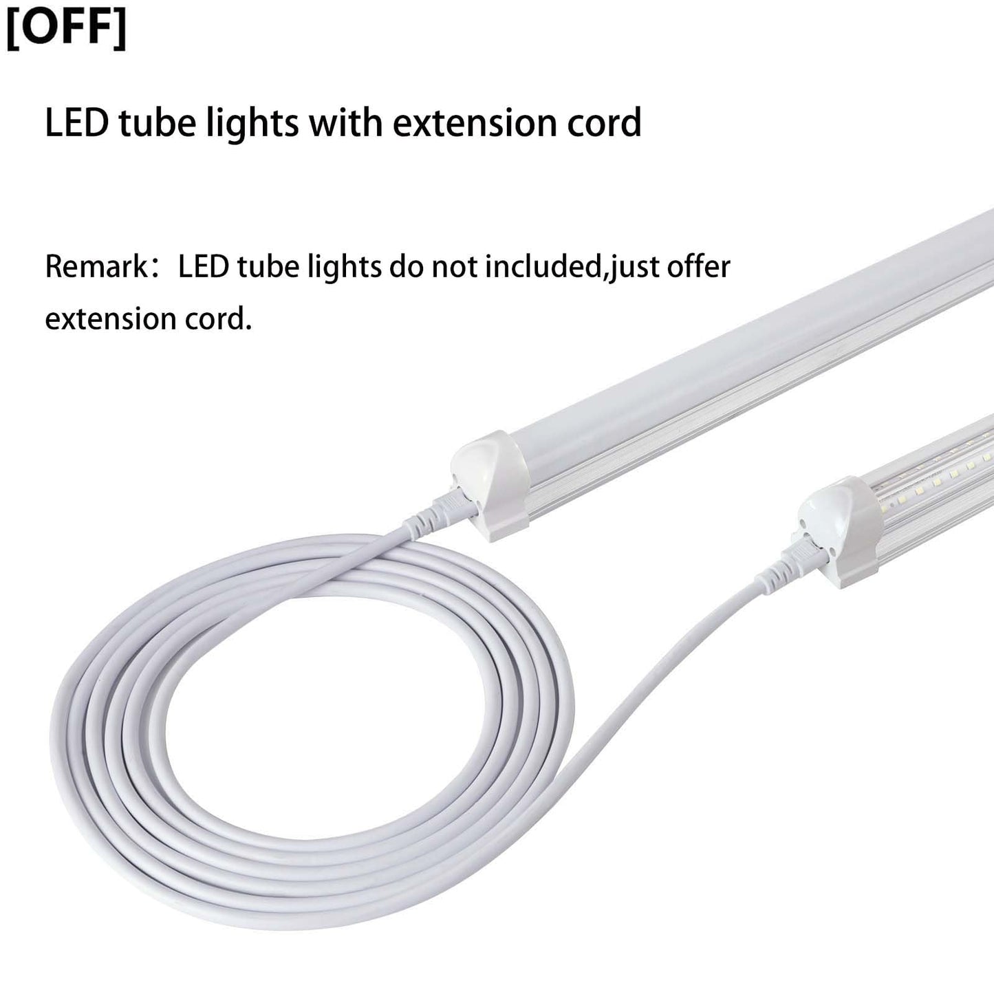 GOCuces T5 T8 Extension Cords,10ft Lamp Connecting Wires,3-Prong Power Cables,Female to Female End Connectors for LED Tube,Under Cabinet,Shop Lights,Pack of 10