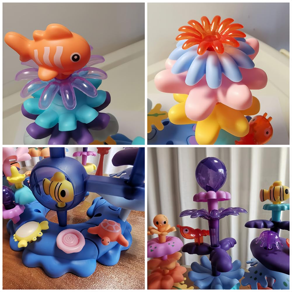PSDVAYI Ocean Underwater World Coral Toy, Ocean Blocks, Coral Garden Building, Kids Birthday Gift, STEM Toy for Toddler Activities Ages 3 4 5 6(76PCS)