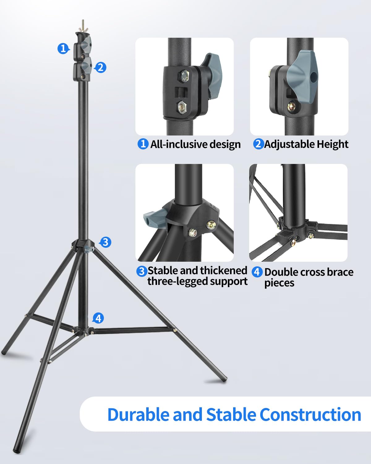 Blue Green Screen Backdrop Kit, HEMMOTOP 2-in-1 6.5x5 ft Green Screen Stand for Streaming,Blue Greenscreen Background with Adjustable Photo Backdrop Stand for Photography,Zoom with Carrying Case&Clips