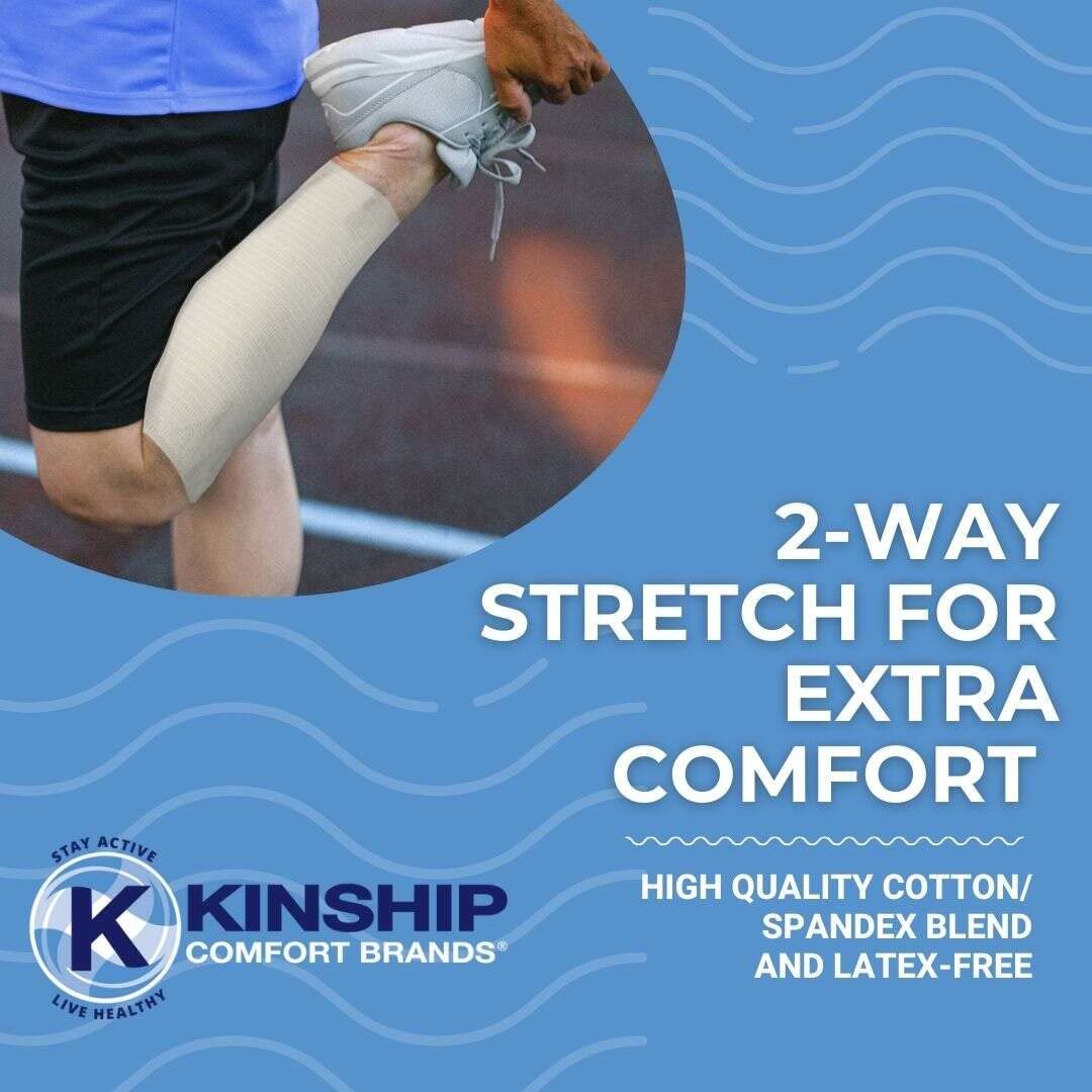 KinGrip Tubular Elastic Support Bandages by Kinship Comfort Brands Tubular Bandage Protects Fragile Skin Latex-Free Wound Care for Edema and Lymphedema Support | Made in USA | Size E 3.5”x10 MTR