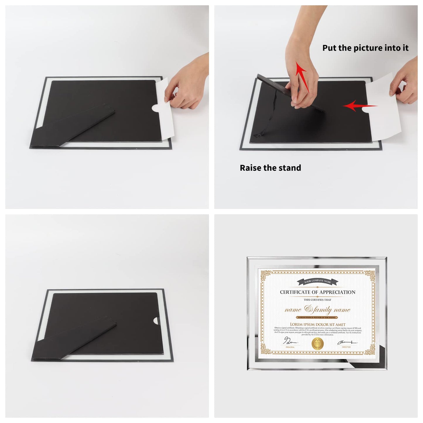 Hoikwo 8.5 by 11 Picture Frames, 10 Pack 8.5x11 Glass Picture Frames – For Small Business Licenses, School Certificates, Family Awards & Office Diplomas, Tabletop Display Only – Vertical or Horizontal