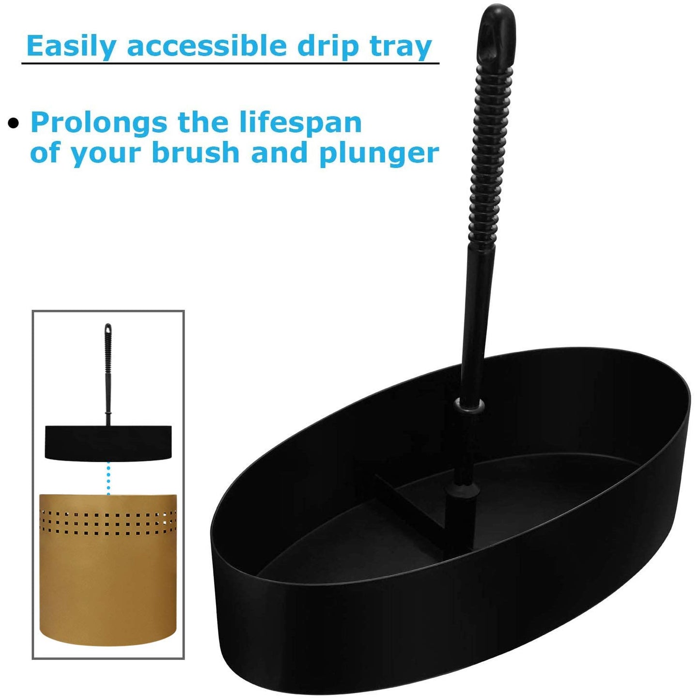 Blue Donuts Toilet Brush and Plunger Set with Holder, Modern Gold Bathroom Accessories Toilet Plunger and Toilet Bowl Brush Combo