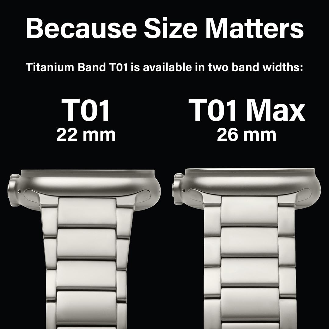 KORDIZ Titanium Band - Compatible for Apple Watch ULTRA 49mm - Titanium Metal Watch Strap with Double Button Clasp for iWatch Bands (ULTRA T01 Max, Titanium), ULTRA Silver
