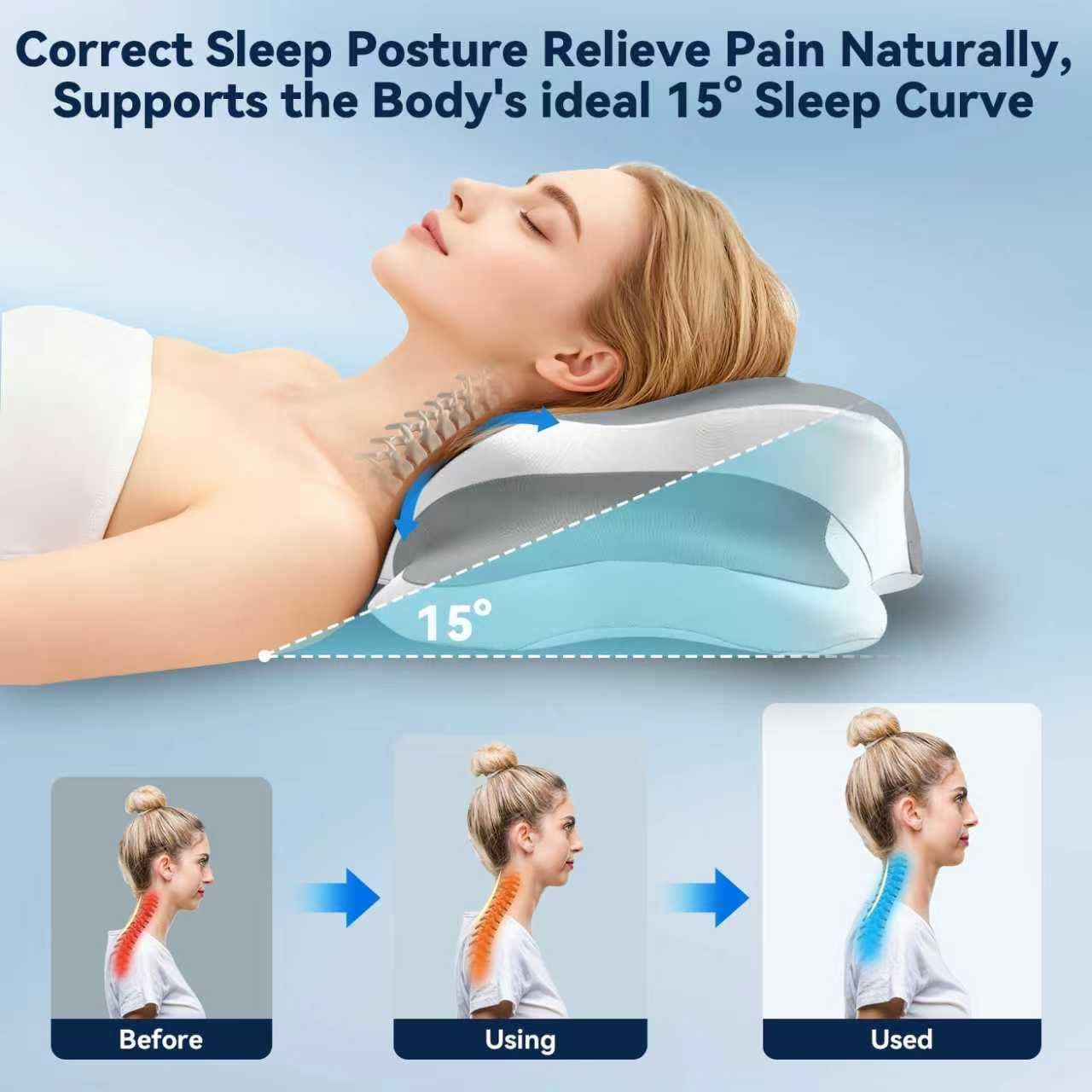 Sleep Apnea Pillow with Neck Pain & Snoring Relief -Orthopedic Cervical Pillow,Ergonomic Contour Memory Foam Pillow for Side, Back,Stomach,Dreamers,Medium Firm (Darkgrey, Queen Size 25"lx15"wx5.8"h)