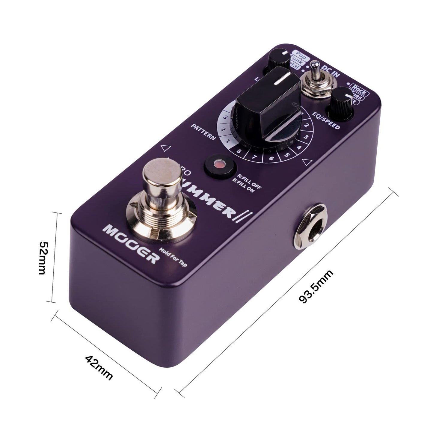 MOOER Micro Drummer II Guitar Drummer Pedal Drum Machine Effect with FILL Function, 48 Drum Grooves, and 6 Music Style Per 8 Different Rythem, With EQ, Tap Tempo for Electric Guitar
