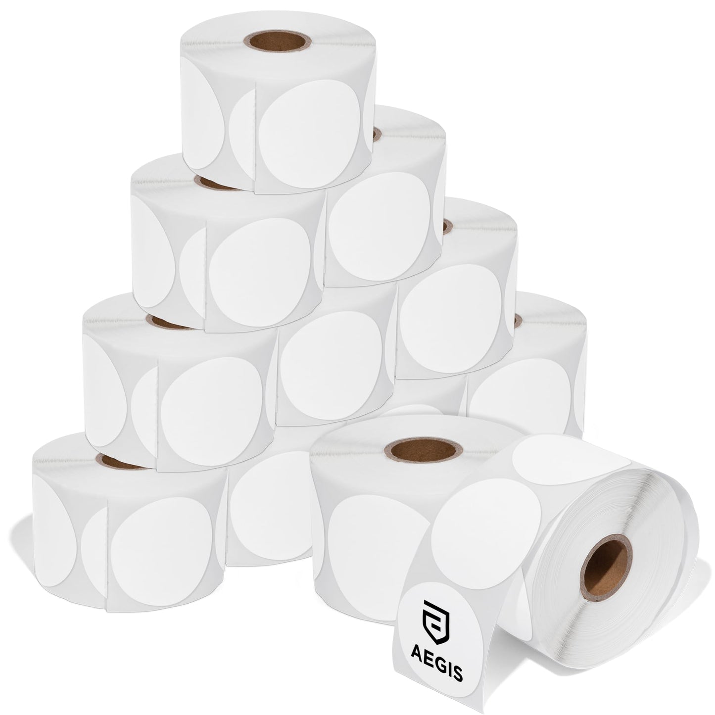 Aegis Adhesives - 2" Circle Direct Thermal Labels (9000 Count, 12 Rolls) - Round Thermal Stickers, 2 Inch Circle Labels for Logos, Packaging, Branding - Compatible with Zebra and Rollo Printers