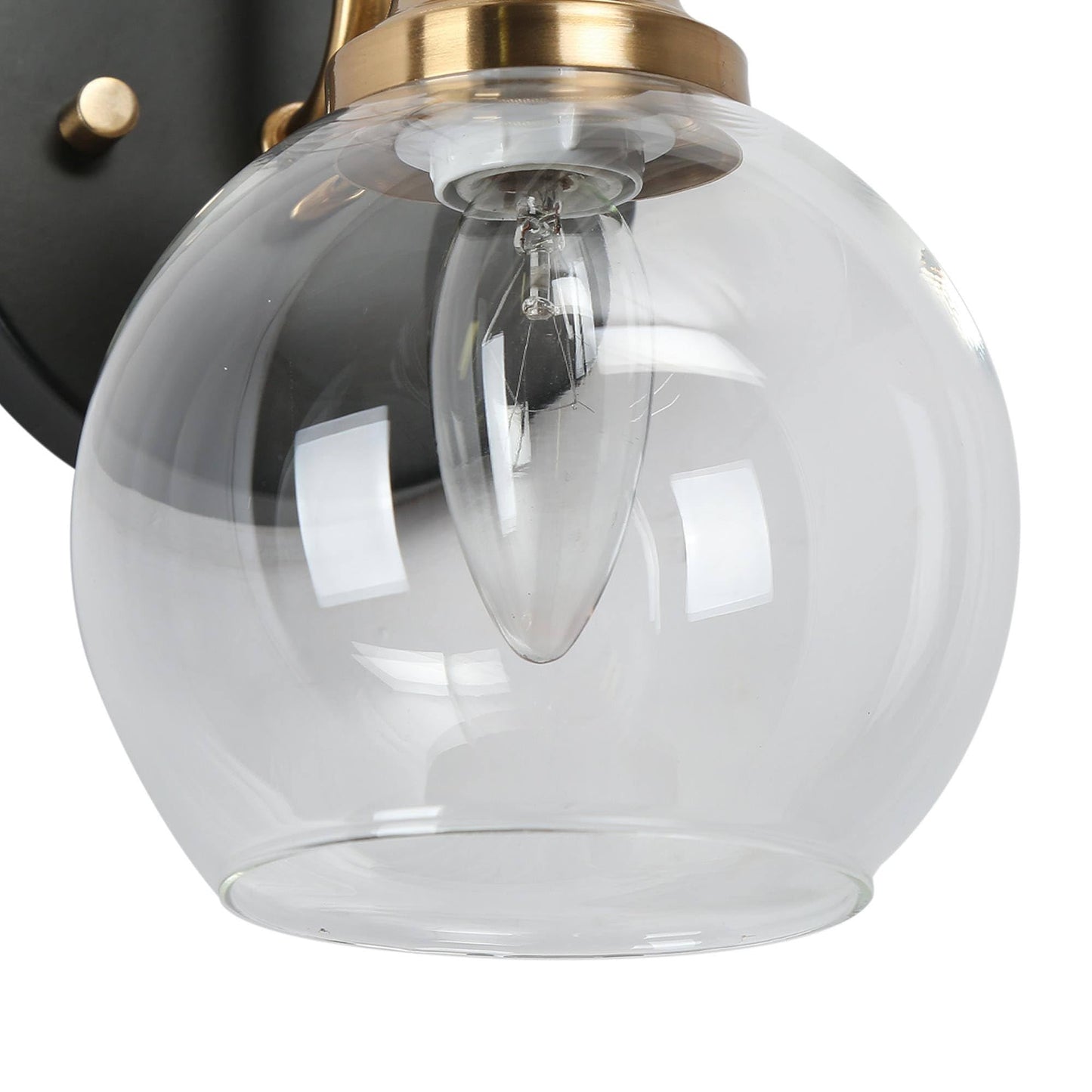 KSANA Black Gold Sconce, Modern Globe Wall Sconces Lighting with Clear Glass Shade, 1-Light Brass Wall Mounted Light Fixture for Bathroom, Kitchen, Bedroom and Stairway
