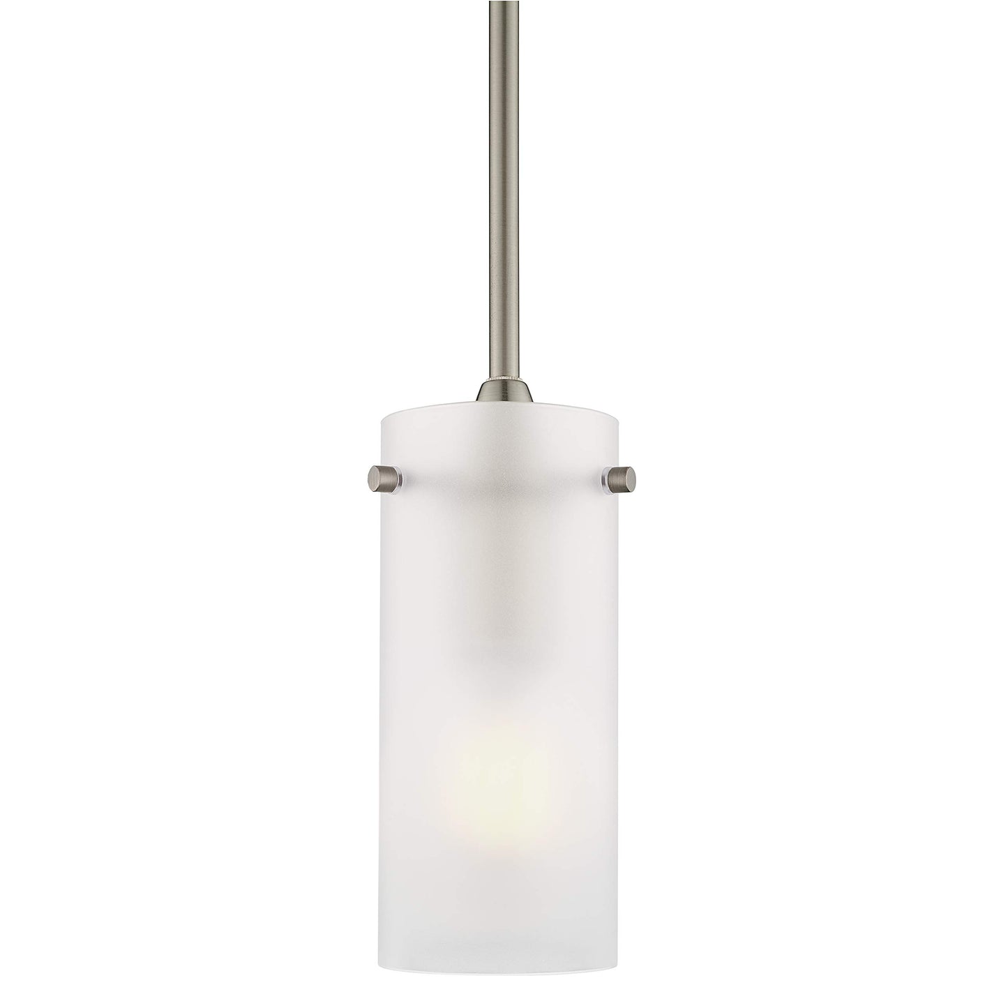 Linea di Liara Effimero Modern Brushed Nickel Pendant Light Fixtures Over Kitchen Island Sink Lighting Ceiling Hanging Farmhouse Mini Metal Industrial Pendant Lighting Small Frosted Glass Shade