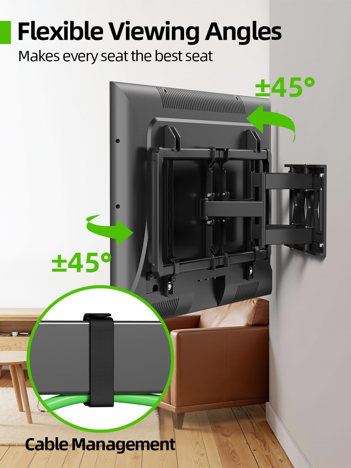 USX MOUNT Ultra Slim TV Wall Mount for Most 37-90 inch Television, Full Motion TV Mount Dual Swivel Articulating Tilt 6 Arms, Up to 120lbs, VESA 600x400mm, Max 16" Wood Studs, XML612-K