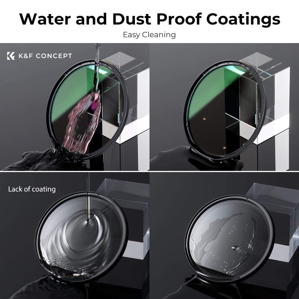 K&F Concept Magnetic 82mm Circular Polarizers Filter (Magnetic Polarizing Filter + Magnetic Basic Ring + Lens Cap) with 28 Multi-Layer Coatings CPL Filter for Camera Lens (Nano-X Series)