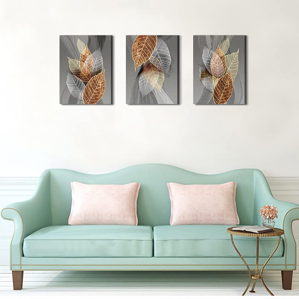 Canvas Wall Art For Living Room Family Wall Decorations For Kitchen Modern Bathroom Wall Decor Black Paintings Abstract Leaves Pictures Artwork Inspirational Canvas Art Bedroom Home Decor 3 Pieces
