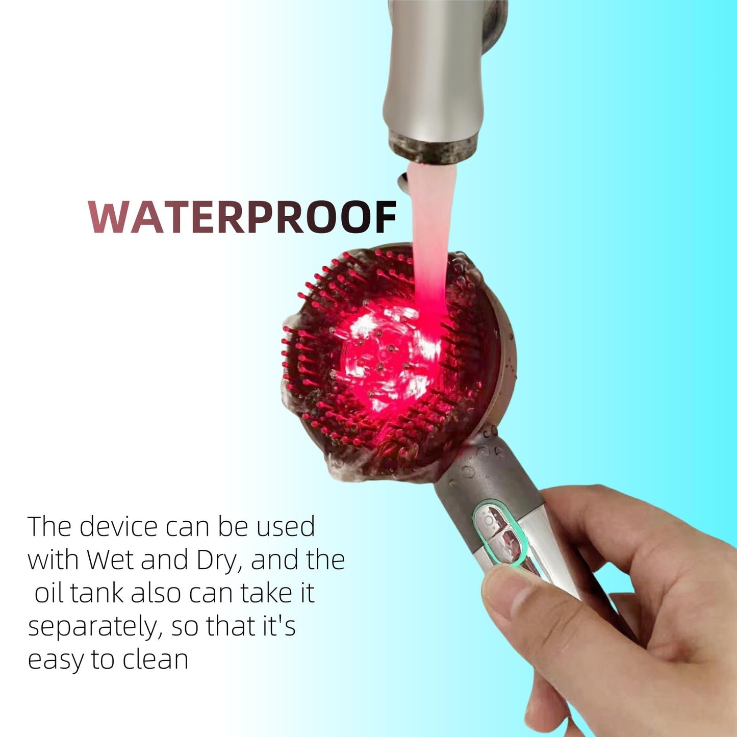 YXYOUNG Multi Functional 3 in 1 Electric Scalp Massager Hair Growth, Red Light Therapy Scalp Massager with Oil Applicator, Portable Smart Scalp Hair Brush IPX7 Waterproof