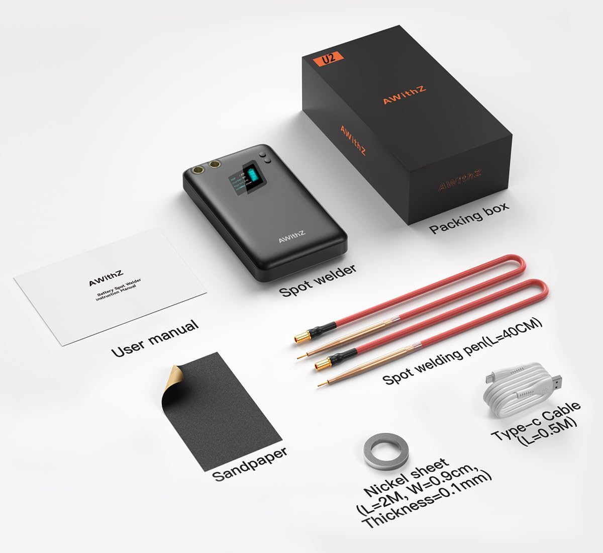 Battery Spot Welder, AWithZ 1.5" LCD Screen Recyclable 11000mAh Spot Welder, 99 Gears Adjustable Battery Welder, Mini Spot Welder for 18650 Battery (11000mAh)