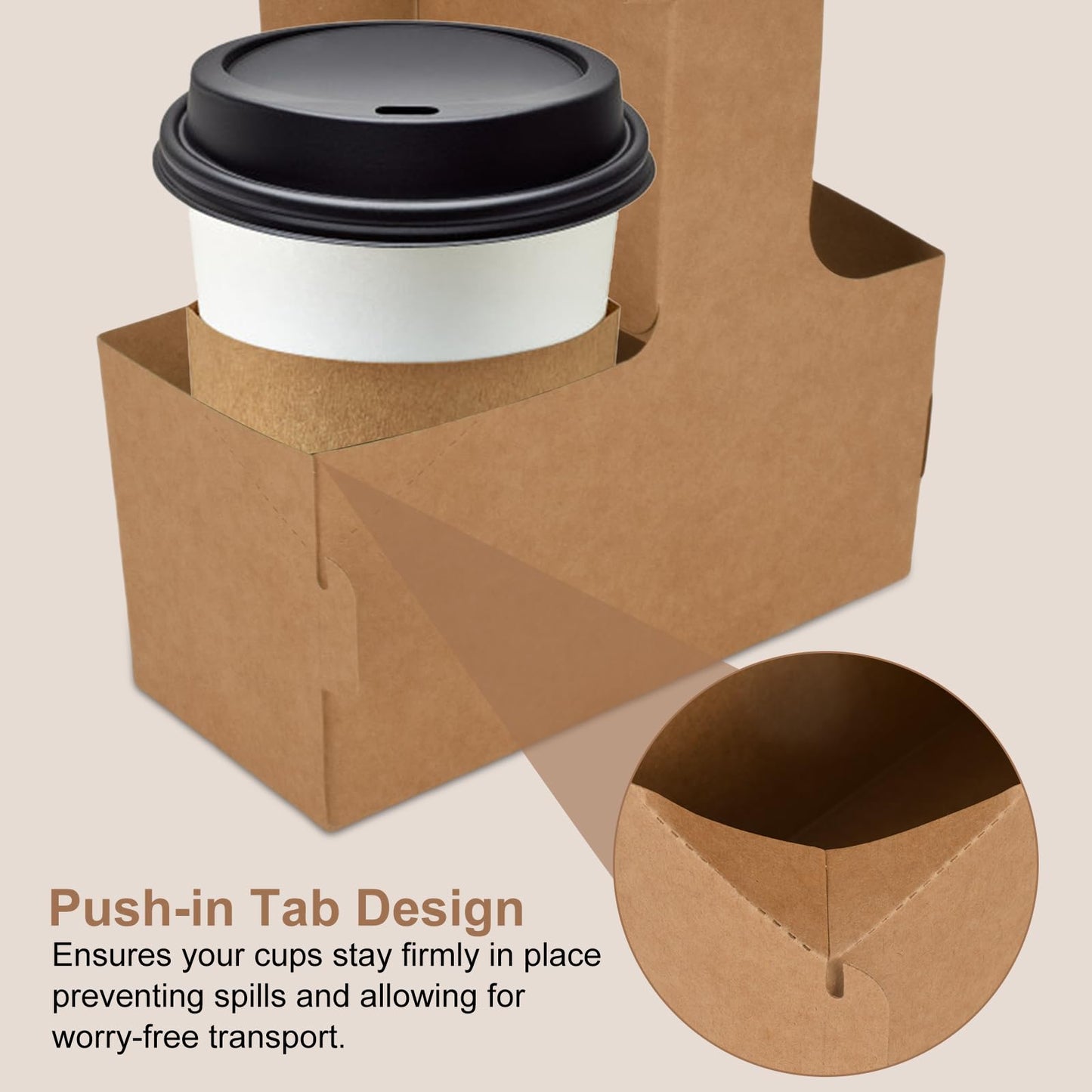 100 Pack Drink Carrier with Handle, 2 Cups or 4 Cups Assemblable Disposable Paper Cup Holder, Coffee and Drink Carrier, for Coffee and Drink Delivery Cup Holder