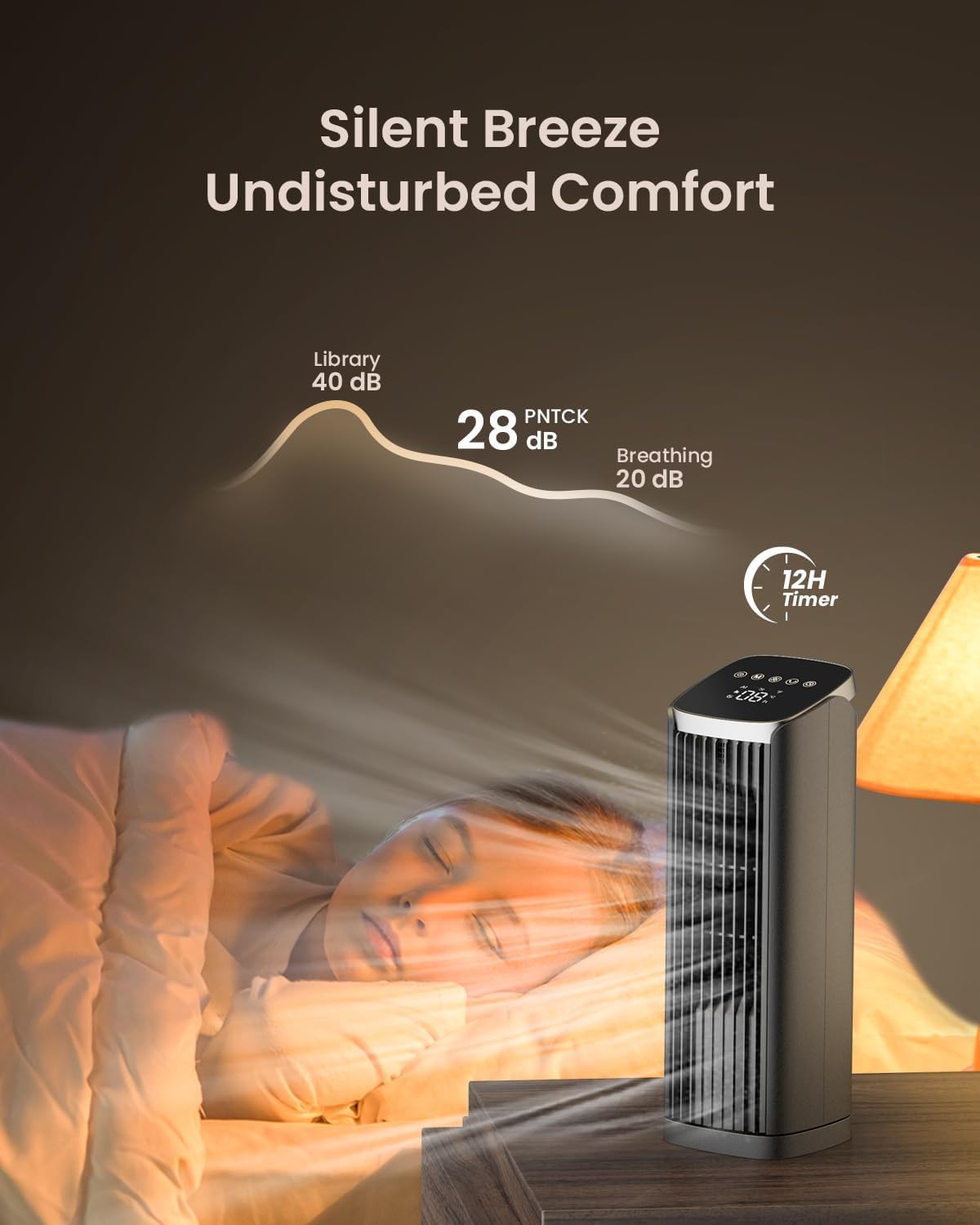 PNTCK Fan for Bedroom, 13" Table Fan with Remote, Oscillating Strong Airflow, 4 Speeds, 4 Modes & 12H Timer