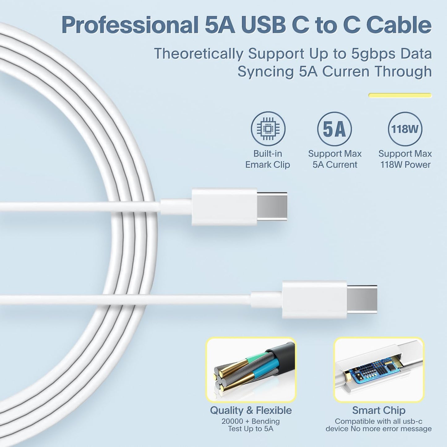 Mac Book Pro Charger - 118W Power Adapter Compatible with USB C Port MacBook Pro & MacBook Air 13, 14, 15, 16 inch, New ipad Pro and All USB C Device, 6.6ft USB-C to C Charge Cable
