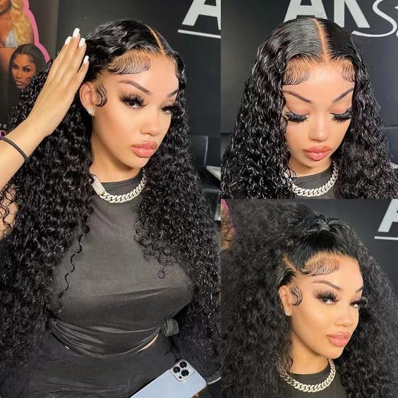 LICHANG 200% Density Deep Wave Lace Front Wigs Human Hair 26 Inch HD Lace Closure Wigs Human Hair Deep Curly 4x4 Lace Frontal Wig Human Hair Pre Plucked with Baby Hair for Black Women