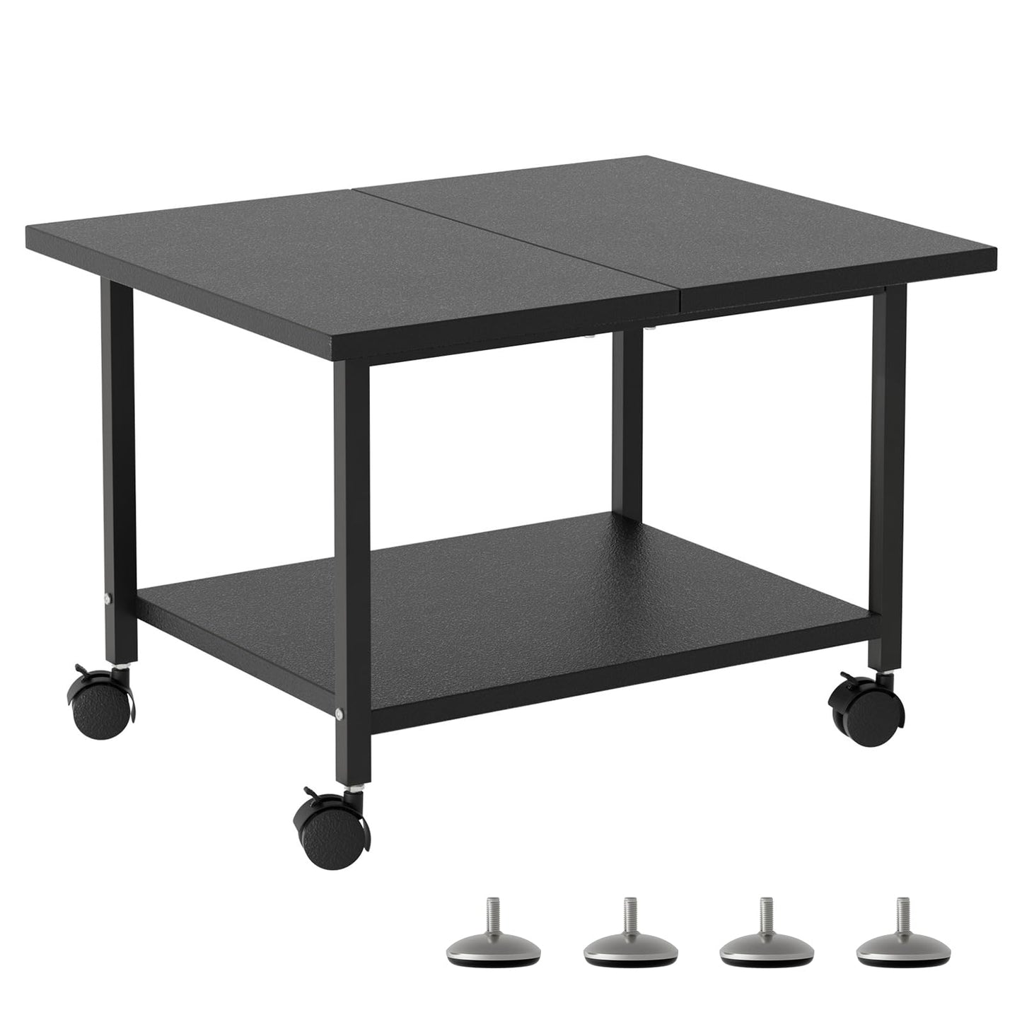 SwaaVee Printer Stand, 2-Tier Under Desk Printer Stand, Printer Cart with Wheels for Home, Office, Heavy-Duty Storage Shelf, Black