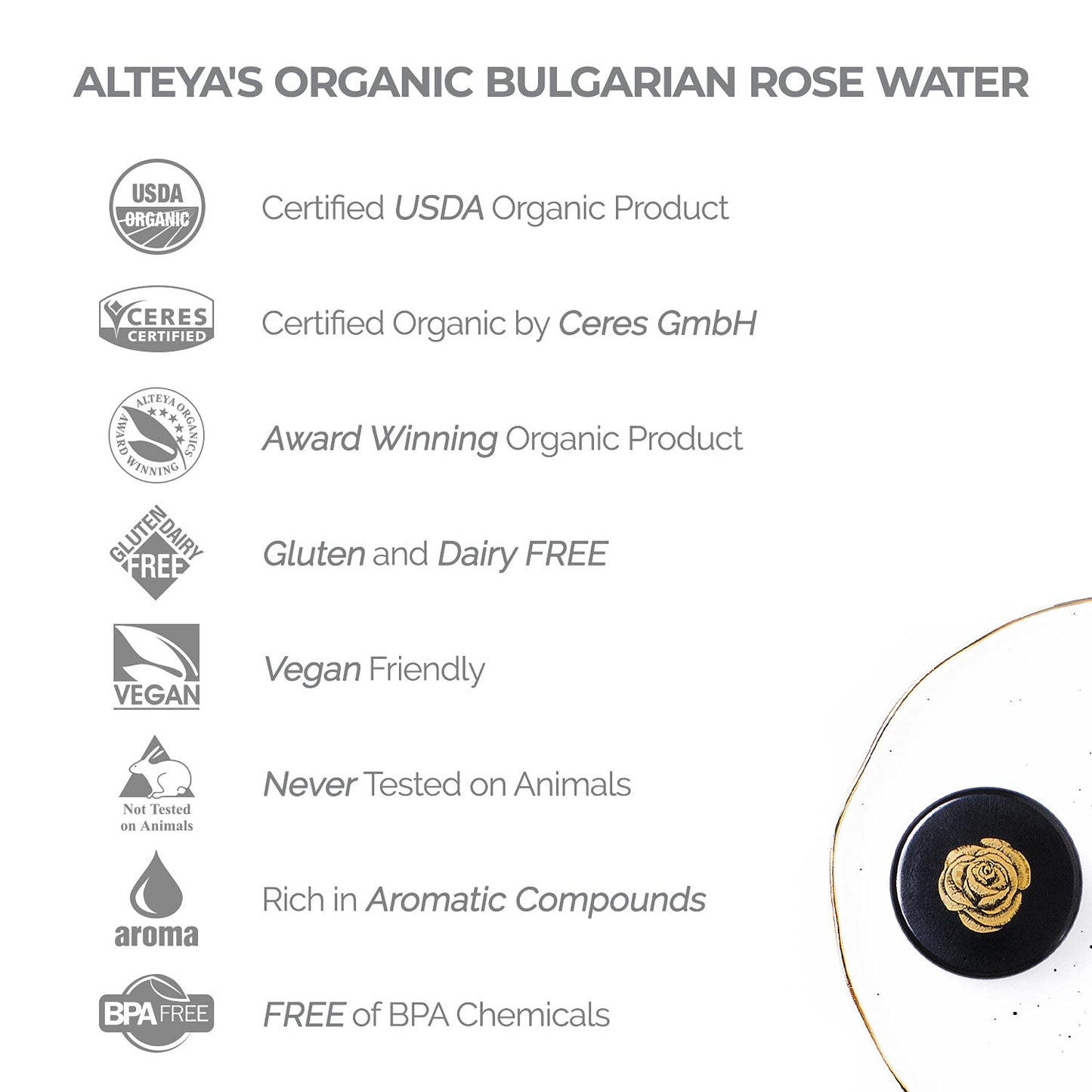 Alteya Organics Rose Water, Organic Facial Toner, 34 Fl Oz/ 2x17 Fl Oz Bundle, Pure Bulgarian Rosa Damascena Flower Water, Award-Winning Moisturizer, BPA-Free Bottle with Reducer