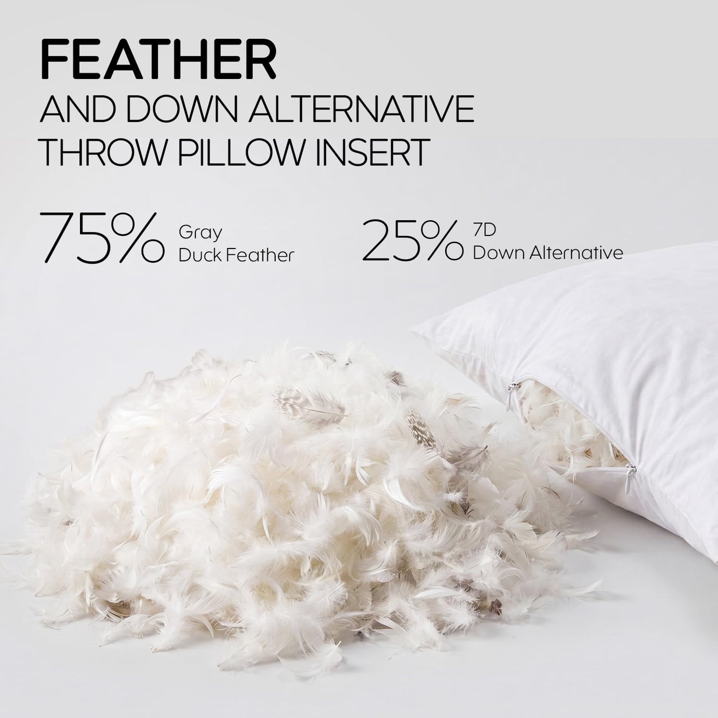 Swandream 12x24 Feather Lumbar Pillow Insert Set of 2, Decorative Throw Pillow Insert for Covers, Fuller Fit with Soft Support for Bed and Couch