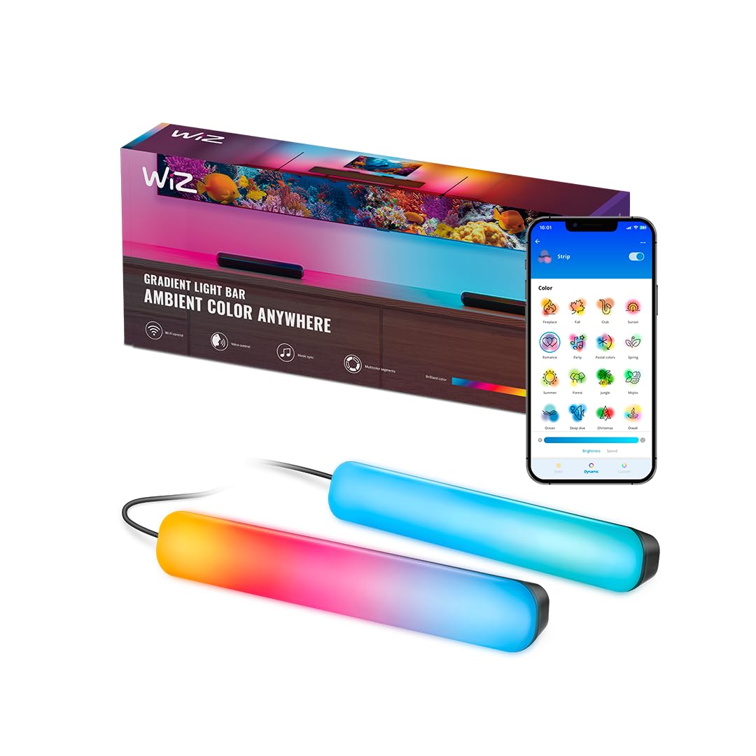 WiZ Connected Gradient Light Bars, RGBIC, Display Multiple Colors, 150 Lumens, Versatile Placement, Easy Setup, LED, Connect to Wi-Fi, Control with App/Voice