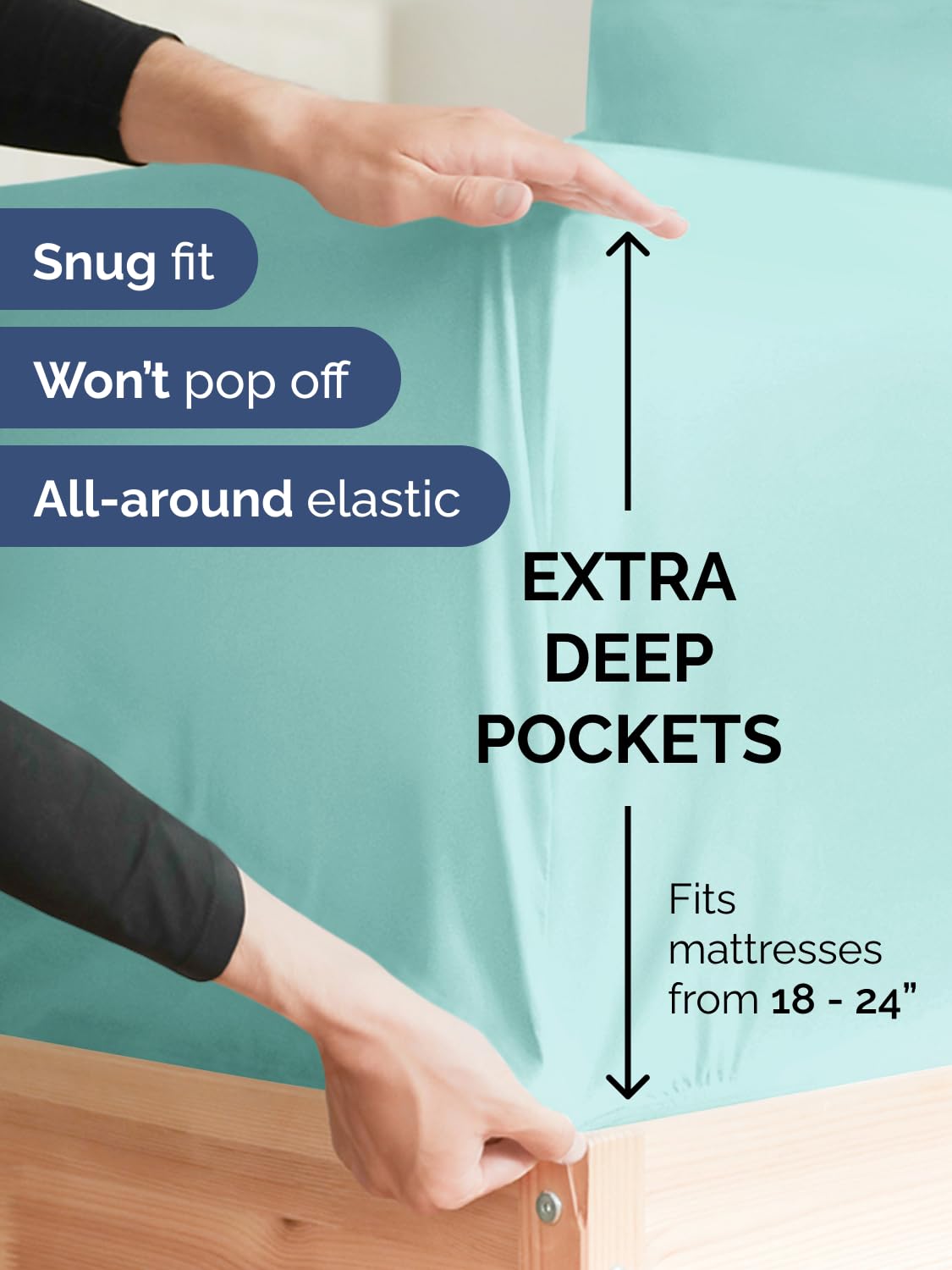 Extra Deep King Sheet Set - 6 Piece Breathable & Cooling Sheets - Hotel Luxury Bed Sheets Set - Easy & Secure Fit - Soft, Wrinkle Free & Comfy Sheets Set - Spa Blue Sheet Set with Extra Deep Pockets