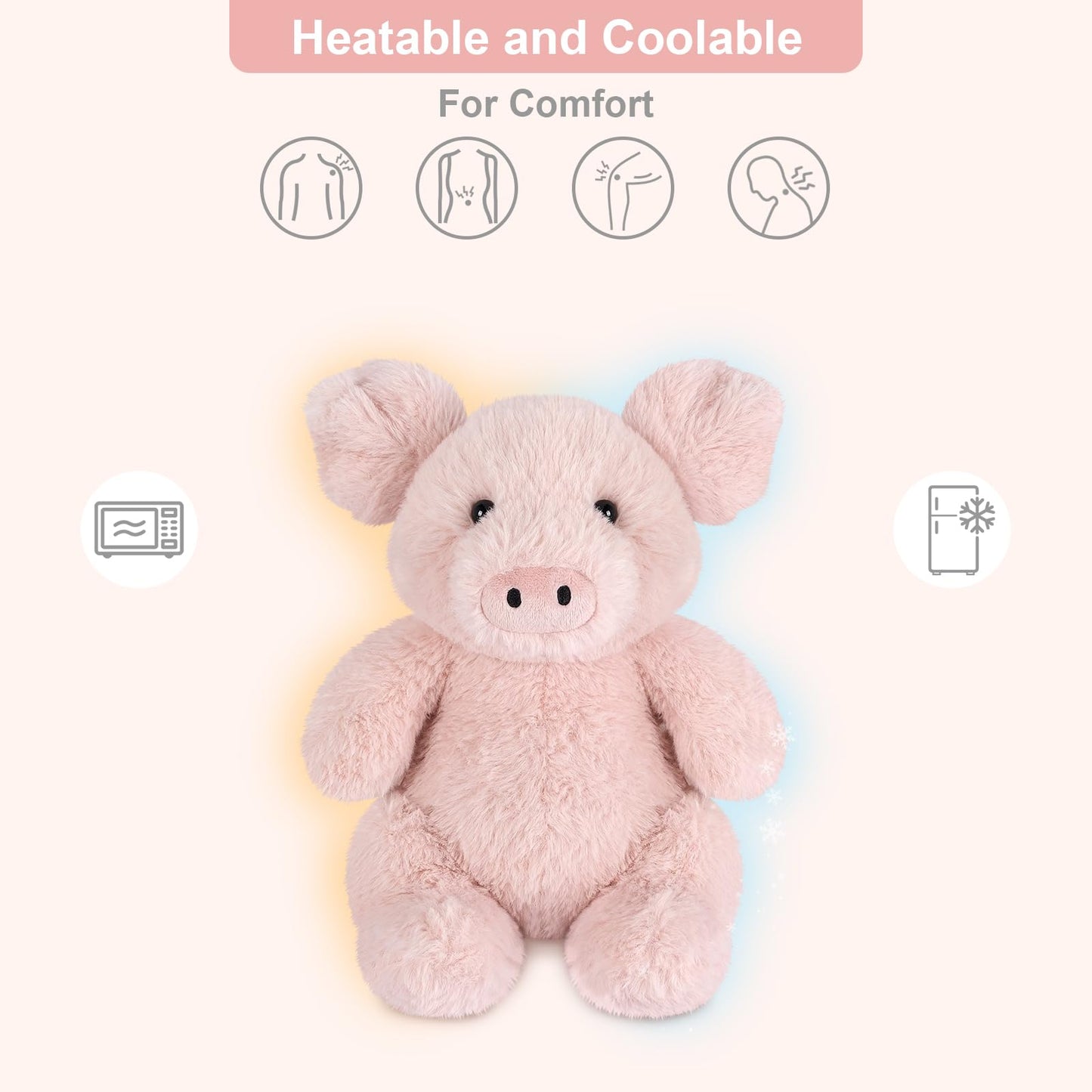SuzziPals Heatable & Coolable Pig Stuffed Animal, Microwavable Heating Pad for Soothing Warmth & Relaxation, Cute Plush Toys for Companion & Stress Relief, Pig Gift for Adults & Kids