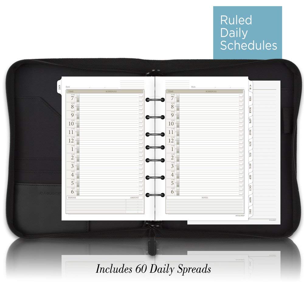 AT-A-GLANCE Genuine Leather Undated Starter Set, Desk Size, Black (031-0540-05)