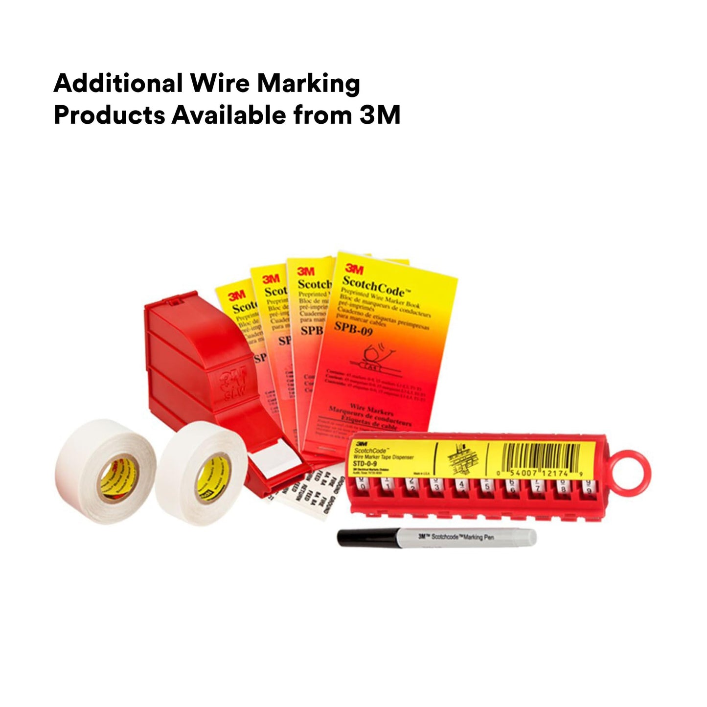 3M ScotchCode Wire Marker Write-On Dispenser with Tape and Pen SWD, 0.75 in x 1.375 in, Pack of 1